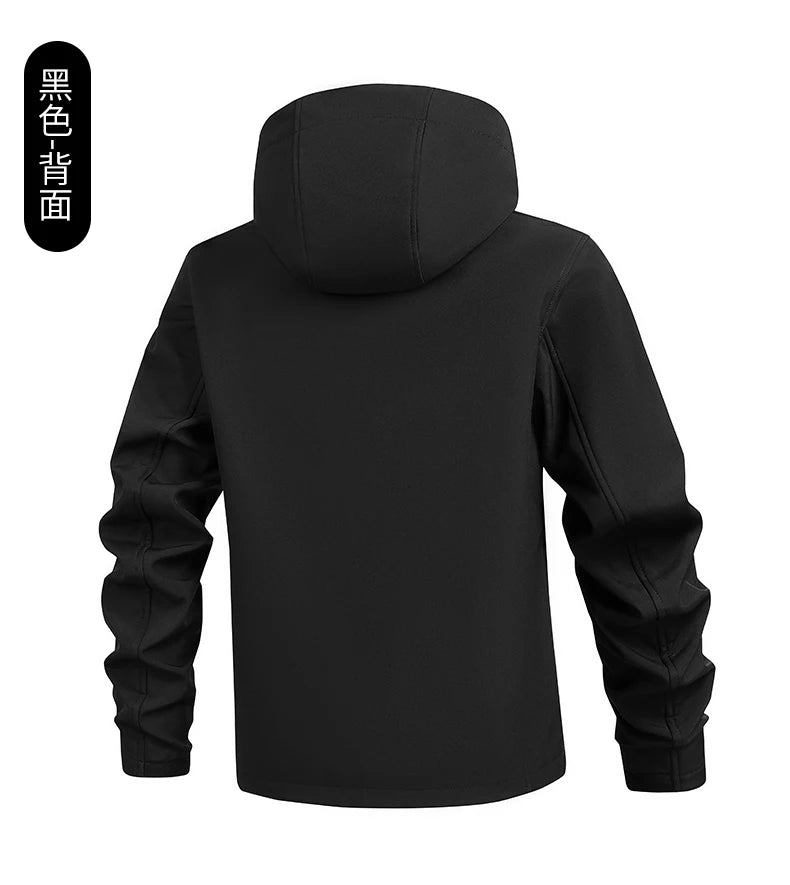 Men's Windproof and Waterproof Outdoor Sports and Leisure Jacket Plus Velvet Hooded Coats Winter Autumn New Fashionable Jackets