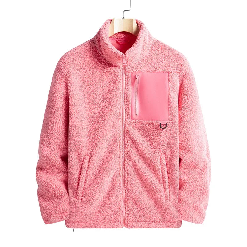 Cashmere Autumn Winter Men's Fleece Jackets Women's Solid Color Coats New Zipper Work Outwear Cold Weather Thermal Jacket