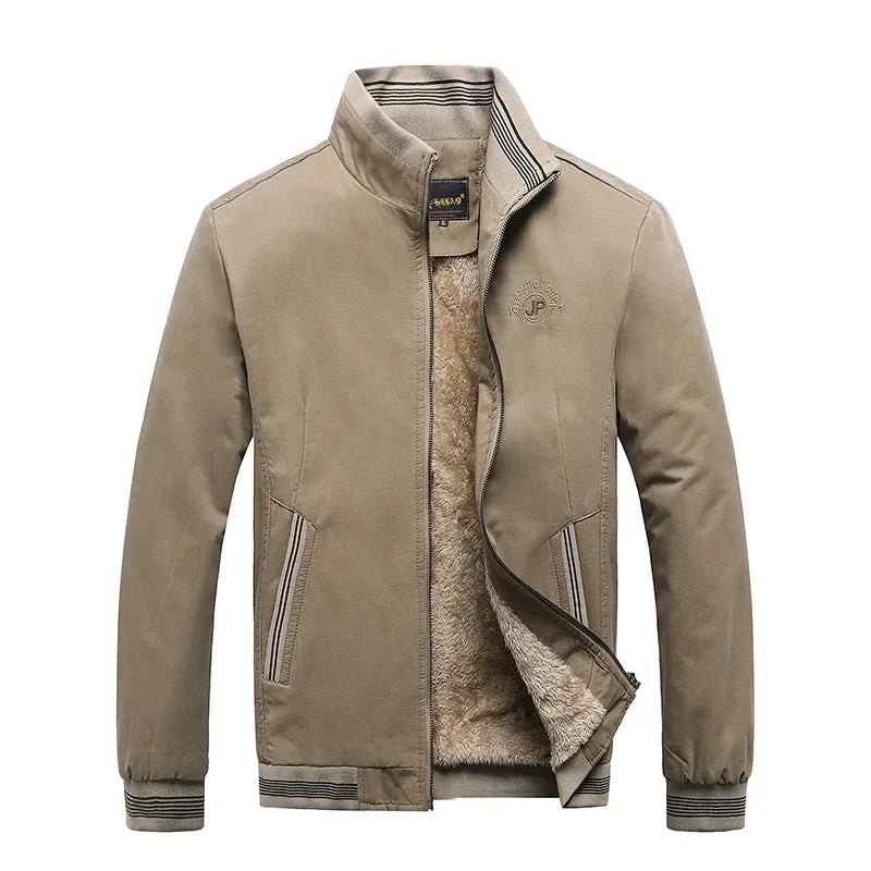 Fleece Baseball Jacket Thickened Jackets Warm Solid Color Zipper Top Men's Fashion Aviator Jacket Autumn And Winter New Coats