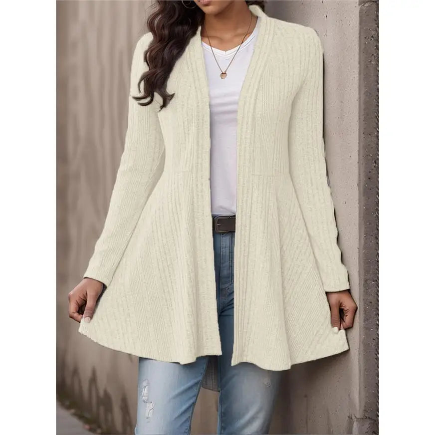 Casual Knitted Cardigan Women's Autumn Winter Linen Blend Long Sleeve Breathable Soft Feel  Color Fashion City Walk Top