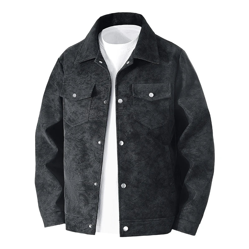 Men Turn Collar Jackets Men Spring and Autumn Button Up Jacket Men Classic Loose and Comfortable Jackets Casual Windproof Jacket