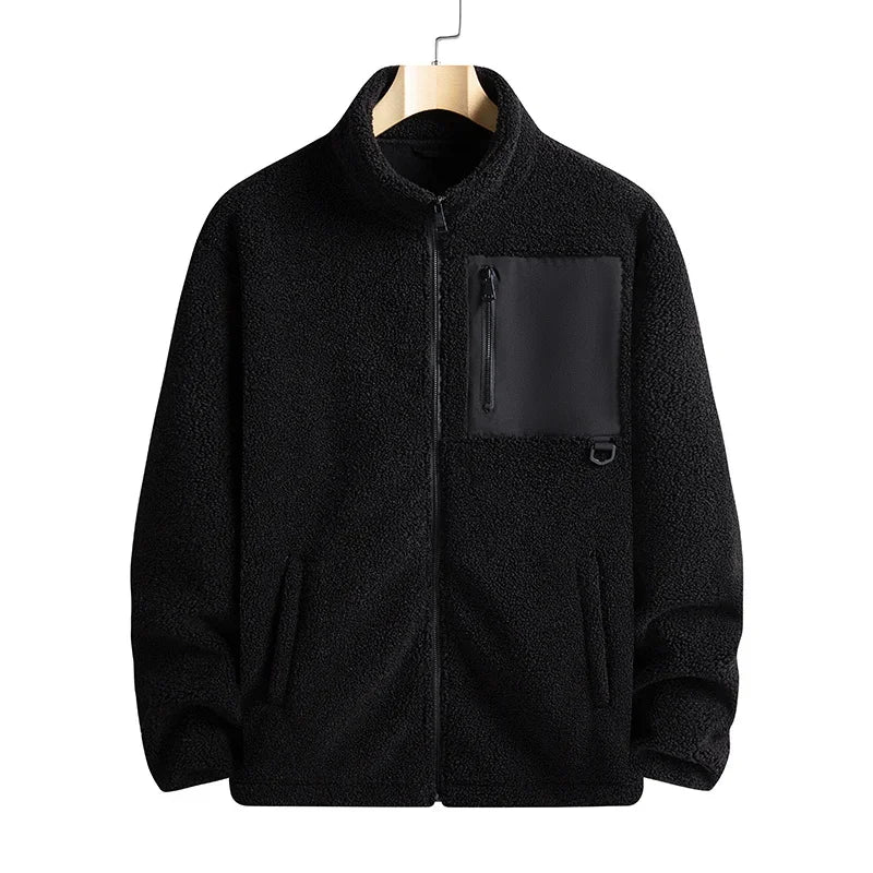 Cashmere Autumn Winter Men's Fleece Jackets Women's Solid Color Coats New Zipper Work Outwear Cold Weather Thermal Jacket