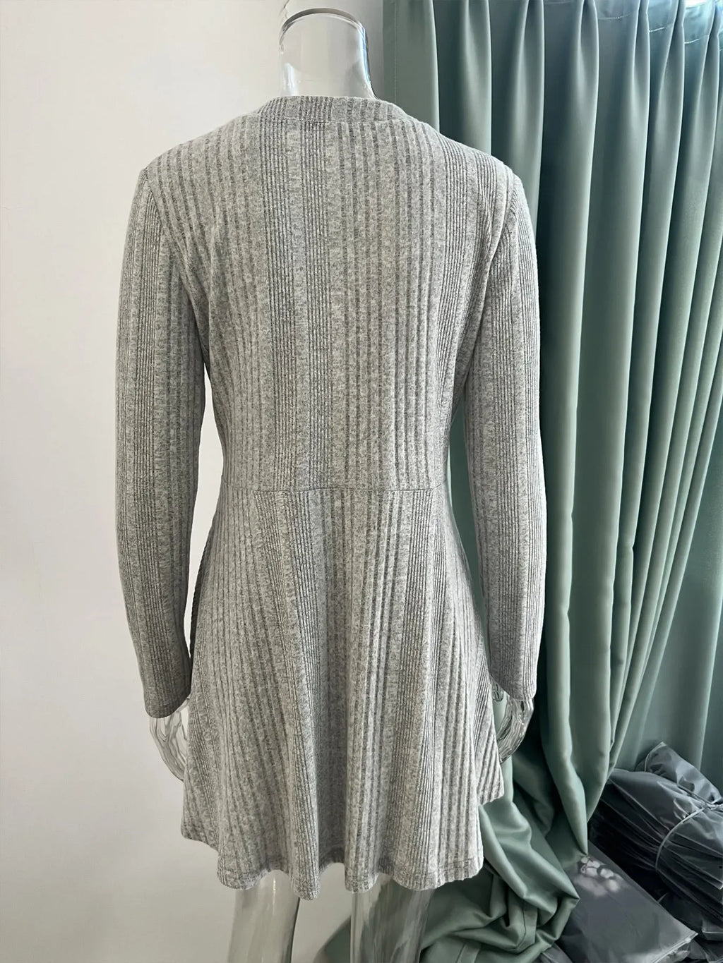 Cardigan Jacket Mid-length Knitted Sweater Autumn and Winter Long-sleeved Casual Solid Color Simple