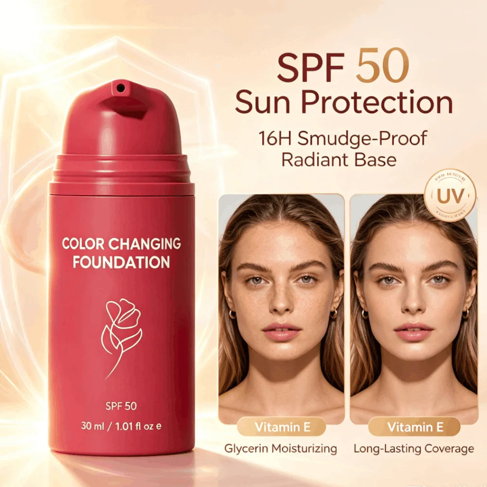 Korean Color Changing Foundation 30Ml SPF50 Oil Control Moisturizing Glycerin Nourishing Flawless Glow Base Cream  Face Makeup