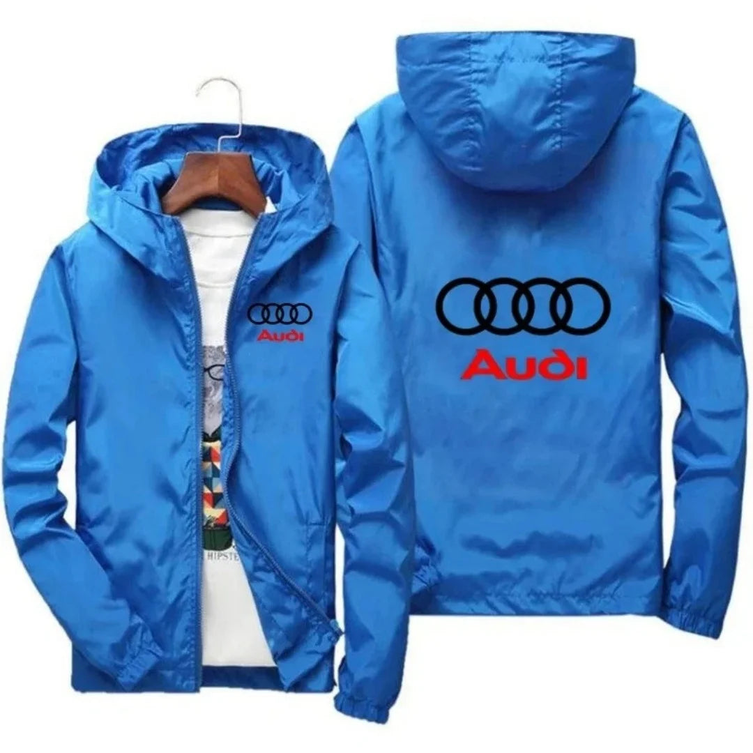 2026 Men's Fashion Windproof Waterproof Jacket with Audi Car Logo for Outdoor Sports Summer Style