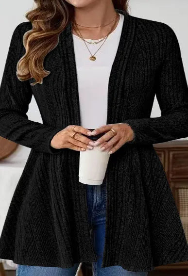 Autumn and Winter Long-sleeved Casual Solid Color Simple Cardigan Jacket Mid-length Knitted Sweater