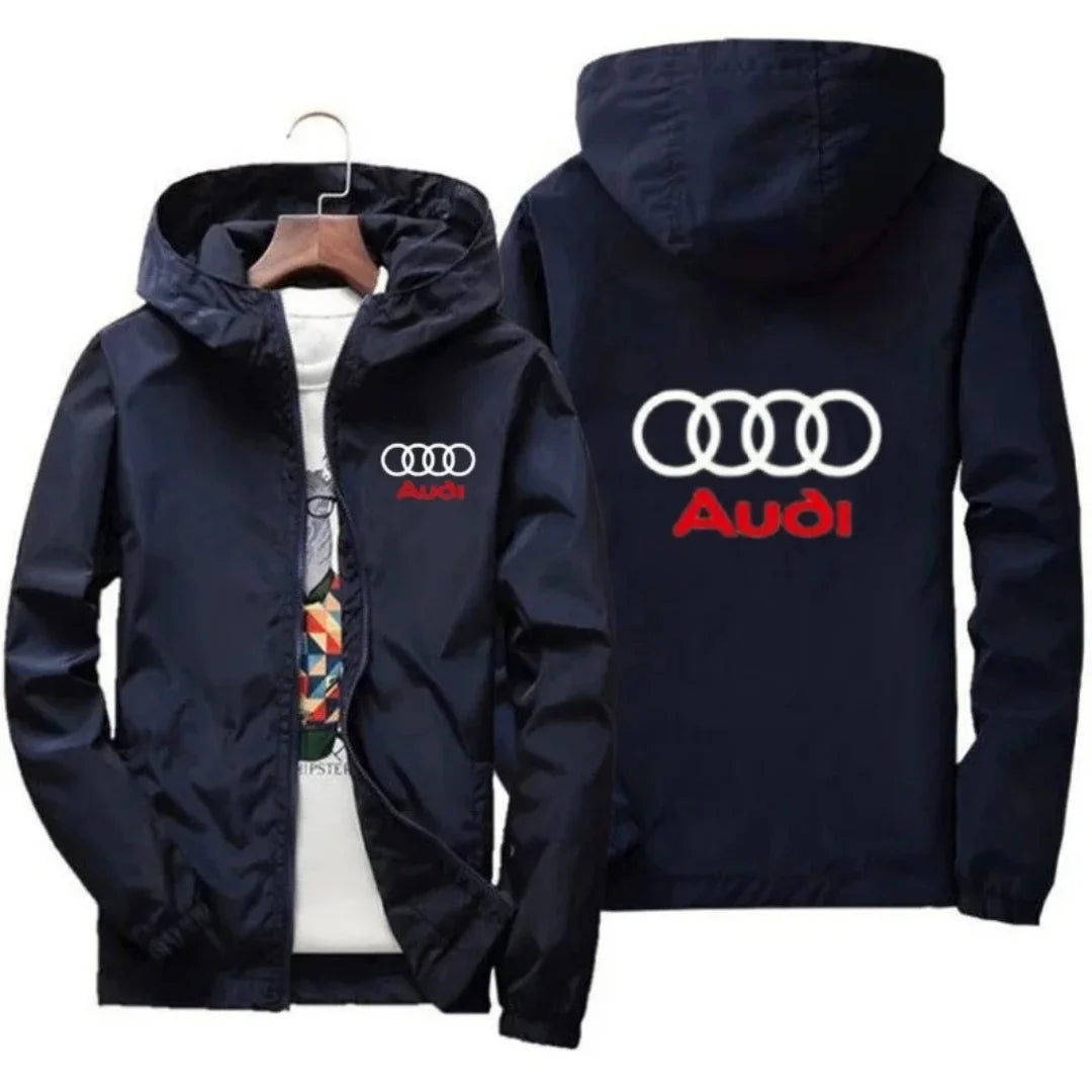 2026 Men's Fashion Windproof Waterproof Jacket with Audi Car Logo for Outdoor Sports Summer Style