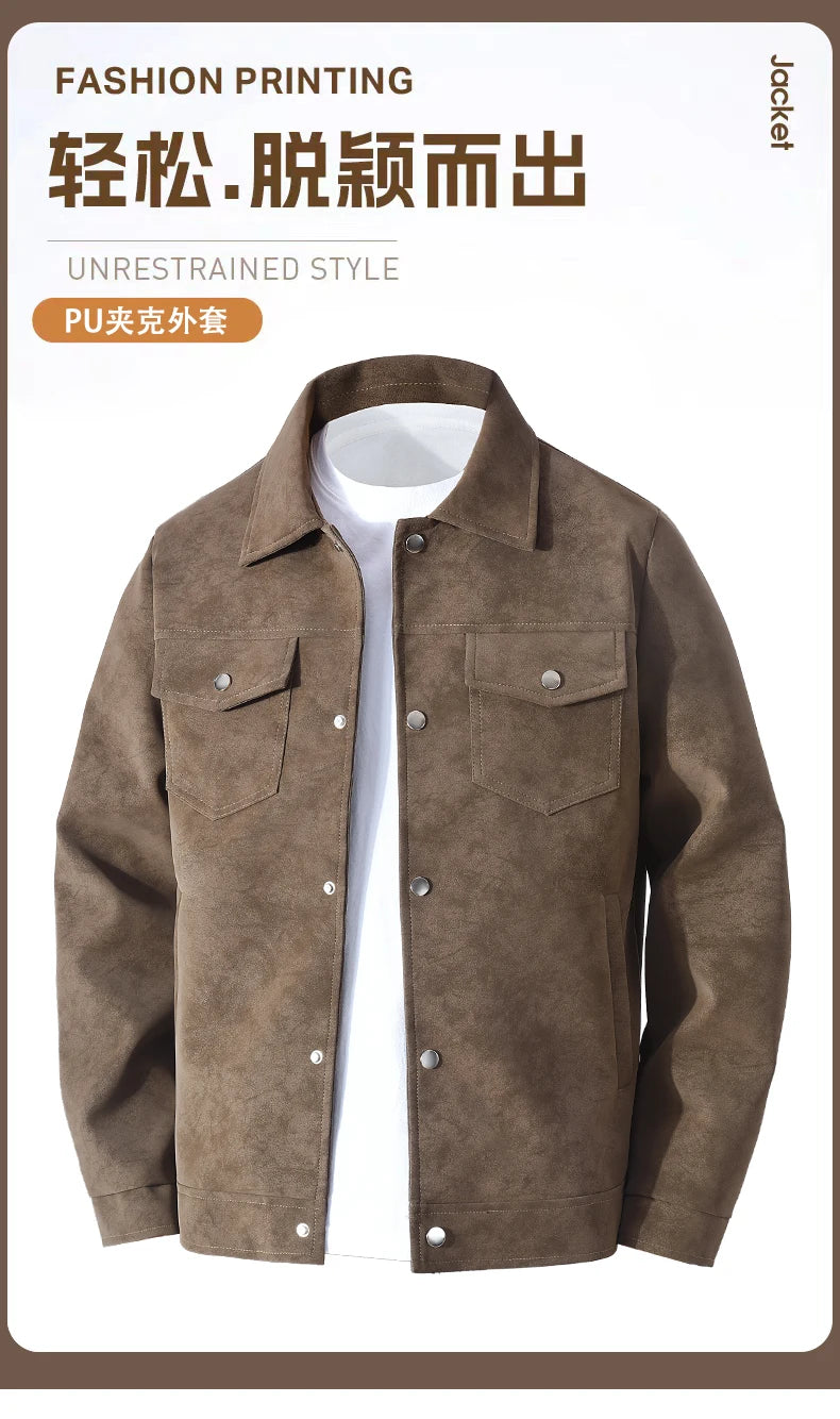 Men Turn Collar Jackets Men Spring and Autumn Button Up Jacket Men Classic Loose and Comfortable Jackets Casual Windproof Jacket
