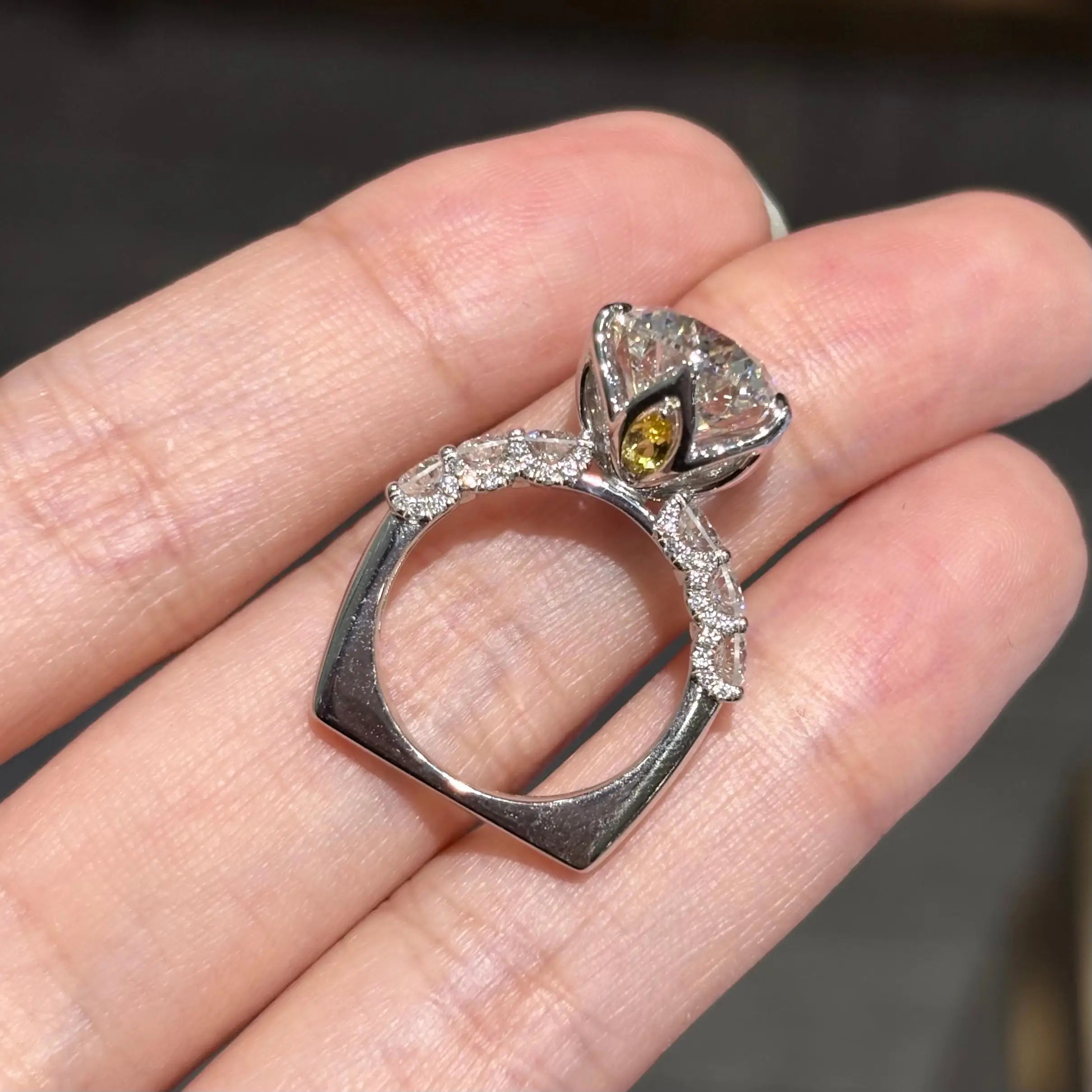 Anster IGI Certificated CVD HPHT Round 4ct Lab Grown Diamond Ring Custom 14k 18k Solid White Gold Ring Platinum Fine Jewelry