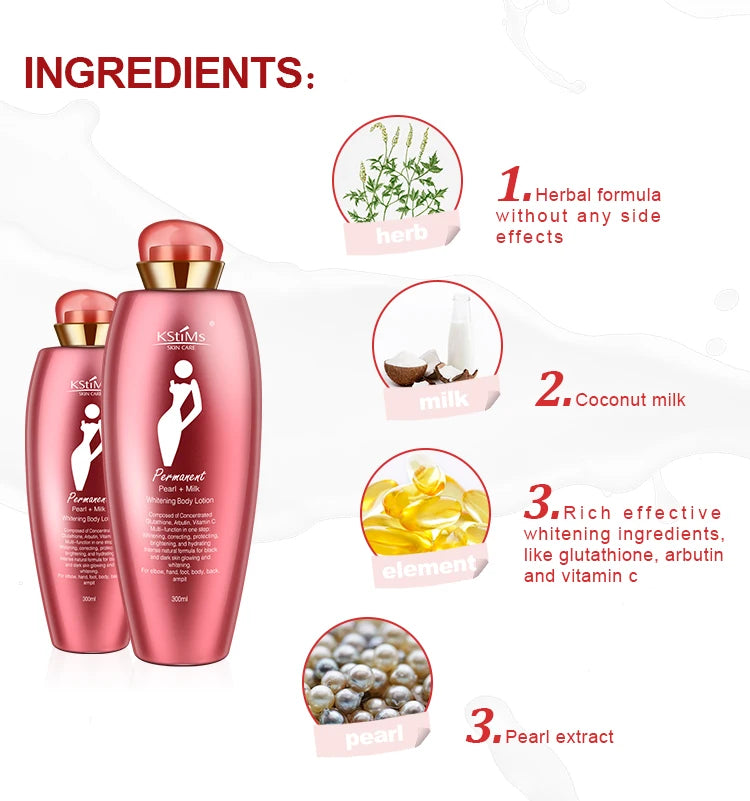 Korea Women Whitening Coconut Pearl Milk Body Lotion Whitening Skin Body Lotion Lightening for Dark Skin and Black Skin 300ml