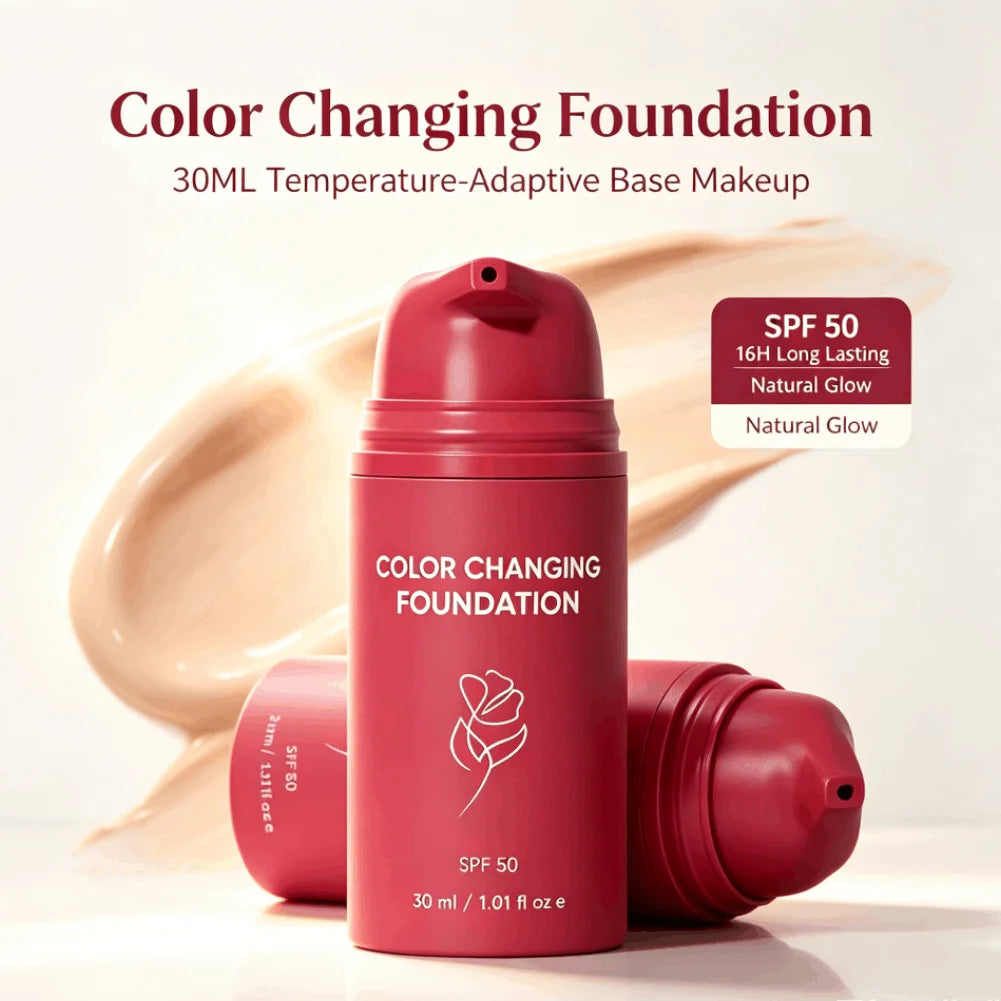 Korean Color Changing Foundation 30Ml SPF50 Oil Control Moisturizing Glycerin Nourishing Flawless Glow Base Cream  Face Makeup