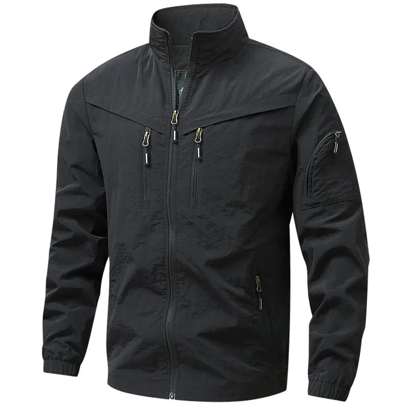 Spring Men Outdoor Multi Pockets Jacket Man Cargo Sports Windproof Tactical Zip Coat Male Waterproof Casual High Quality Jackets