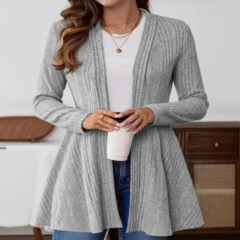 Cardigan Jacket Mid-length Knitted Sweater Autumn and Winter Long-sleeved Casual Solid Color Simple
