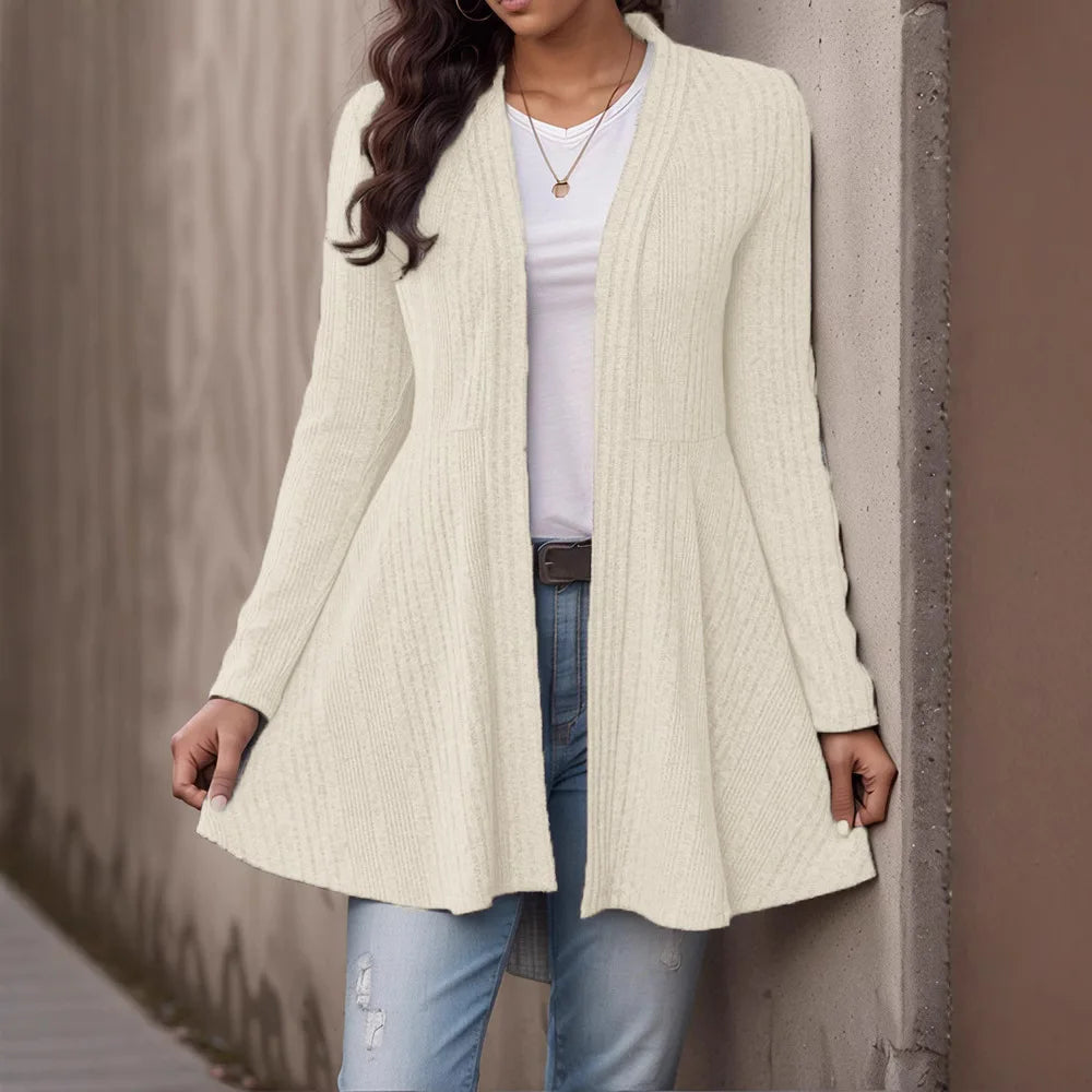 Casual Knitted Cardigan Women's Autumn Winter Linen Blend Long Sleeve Breathable Soft Feel  Color Fashion City Walk Top