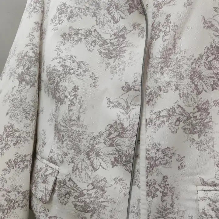 Printed Stand Collar Cropped Jacket Women Slim Open Front Short Coat2026 Autumn Long Sleeve Elegant Office Daily Commuter Outwea