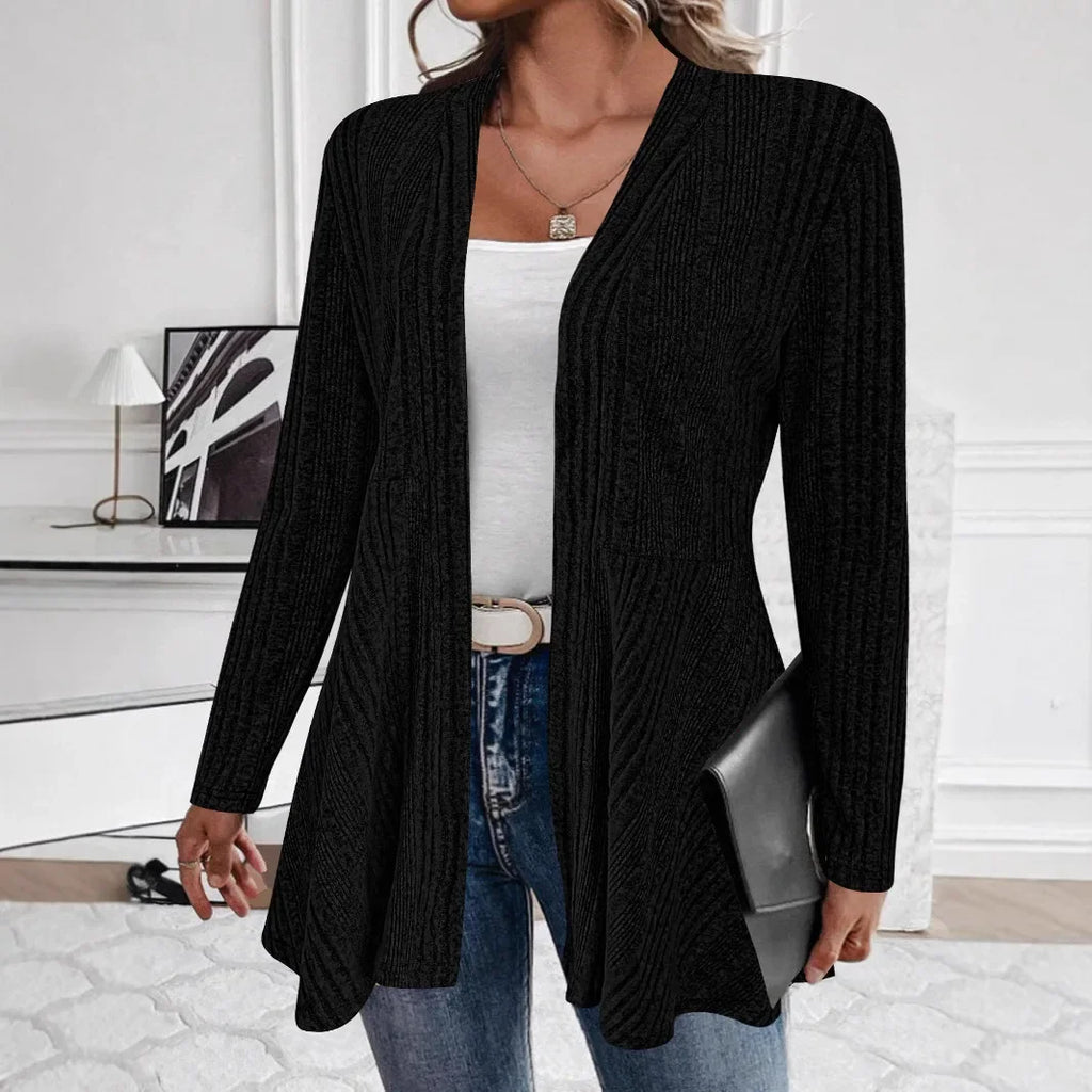 Cardigan Jacket Mid-length Knitted Sweater Autumn and Winter Long-sleeved Casual Solid Color Simple
