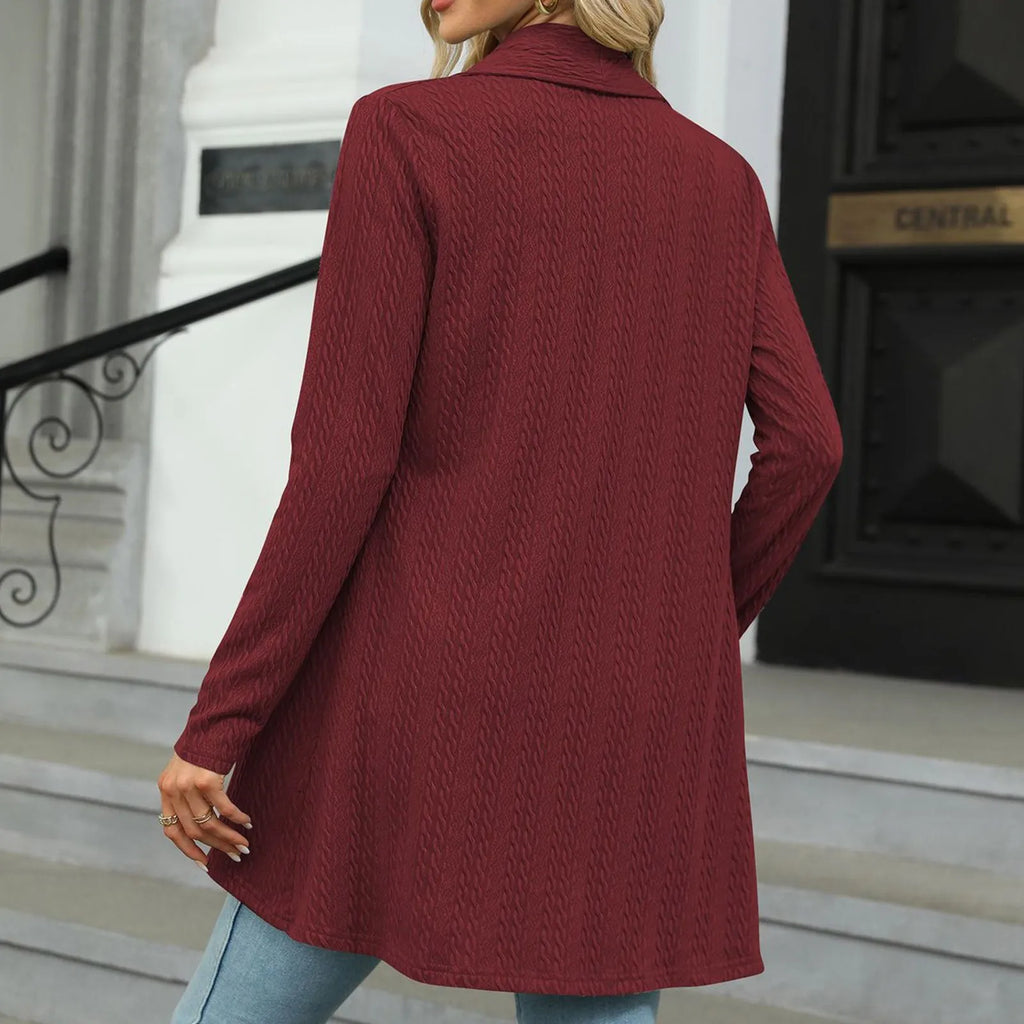 Women'S Draped Front Open Cardigan Casual Long Sleeve Lightweight Knitted Cardigans Ladies Autumn Winter Solid Sweaters