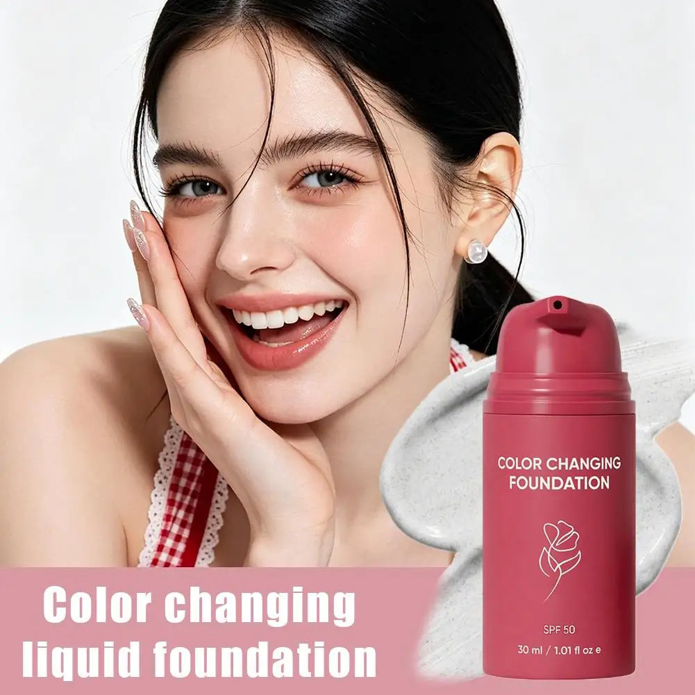 Korean Color Changing Foundation 30Ml SPF50 Oil Control Moisturizing Glycerin Nourishing Flawless Glow Base Cream  Face Makeup
