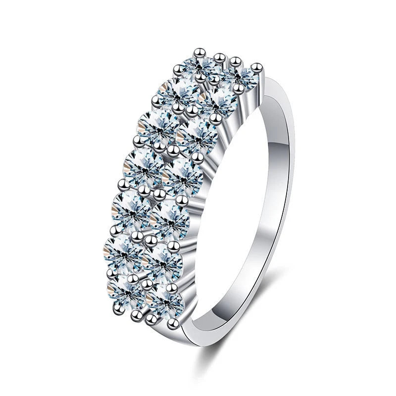 Luxury 1.4ct D Color Moissanite Diamond Ring for Women Real 925 Sterling Sliver Wedding Engagement Eternity Band Jewelry New