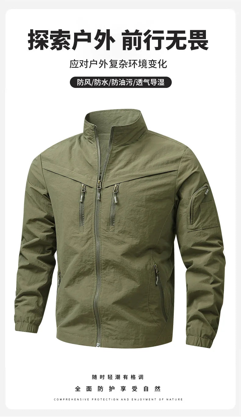 2026 New Large Size Men's Jacket Multi-Pocket Casual Outdoor Charge Jacket Jacket Windproof