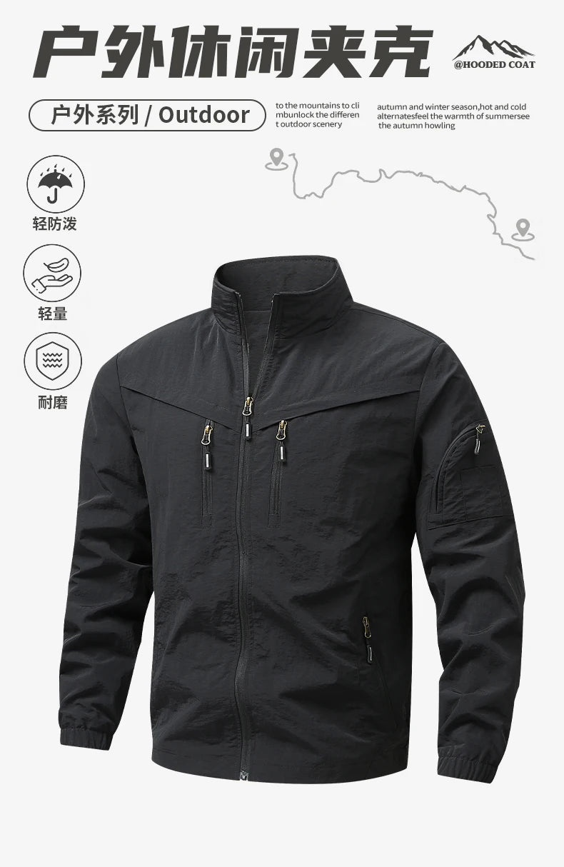 Men's Windbreaker Jacket Waterproof Windshield Hooded Thin Coat Male Lightweight Water Proof Wind Breaker Fishing Outwear Spring