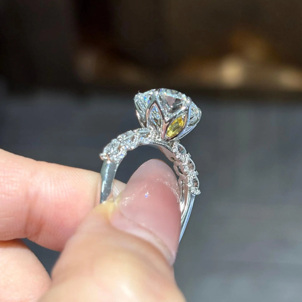 Anster IGI Certificated CVD HPHT Round 4ct Lab Grown Diamond Ring Custom 14k 18k Solid White Gold Ring Platinum Fine Jewelry