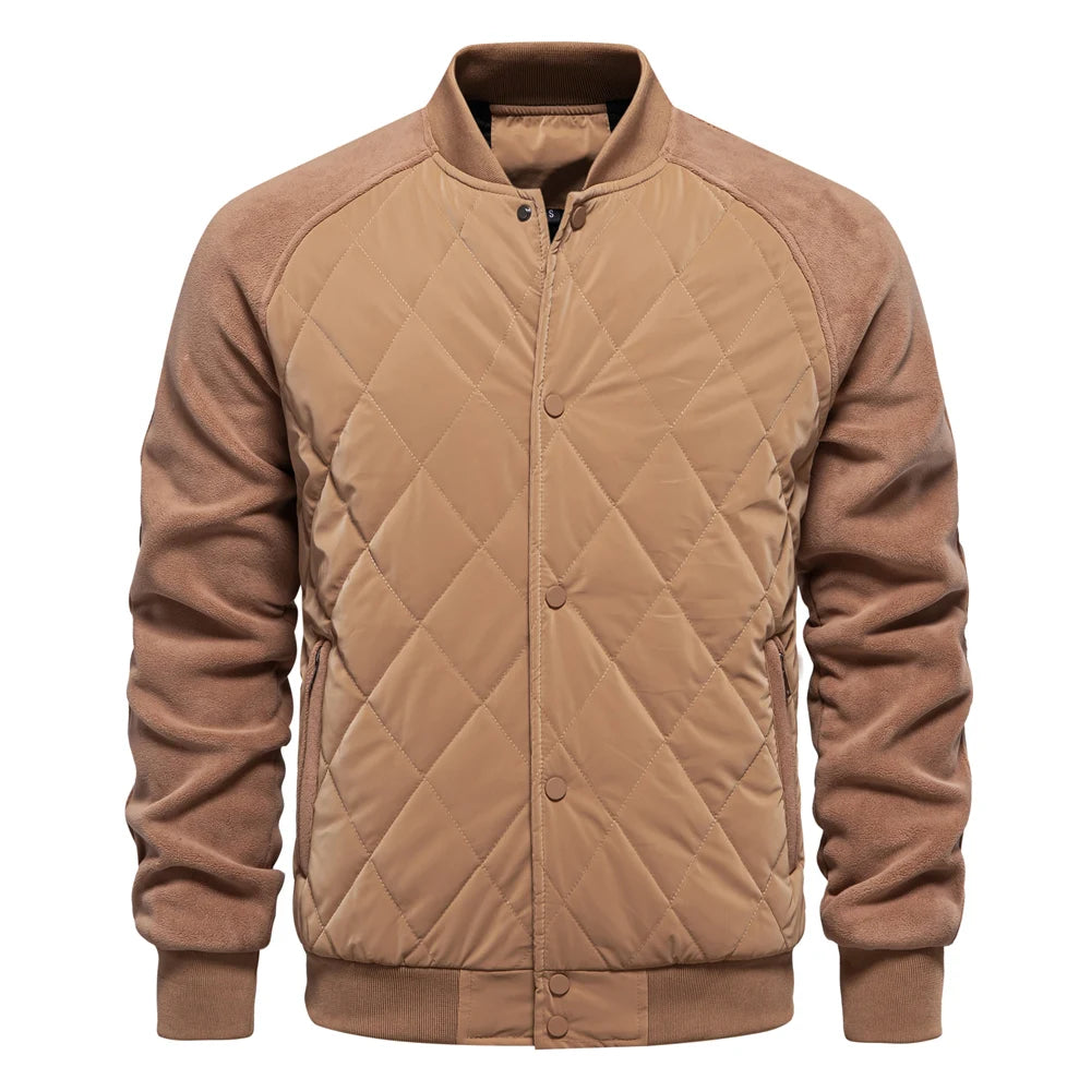 AIOPESON Mens Patchwork Thick Fleece Lined Baseball Bomber Jacket Winter Warm Outwear Jackets Coats for Men