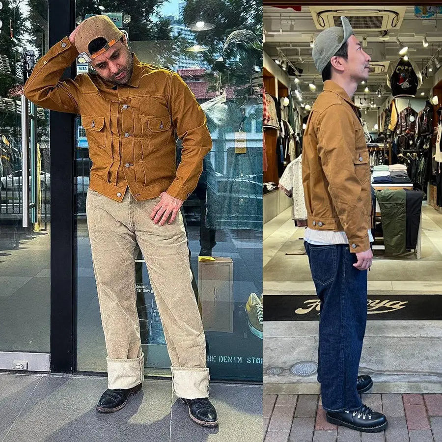 SUGAR CANE & CO 1953 Type 2 13oz Brown Red Ear Japanese Cotton Canvas Jacket