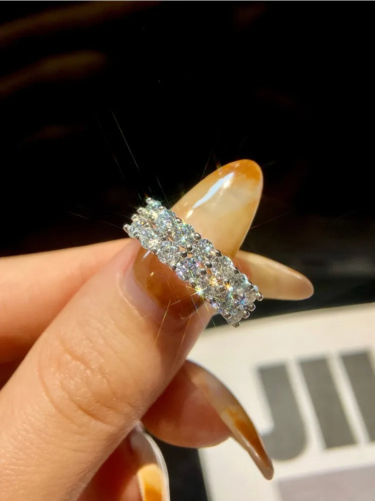 Luxury 1.4ct D Color Moissanite Diamond Ring for Women Real 925 Sterling Sliver Wedding Engagement Eternity Band Jewelry New