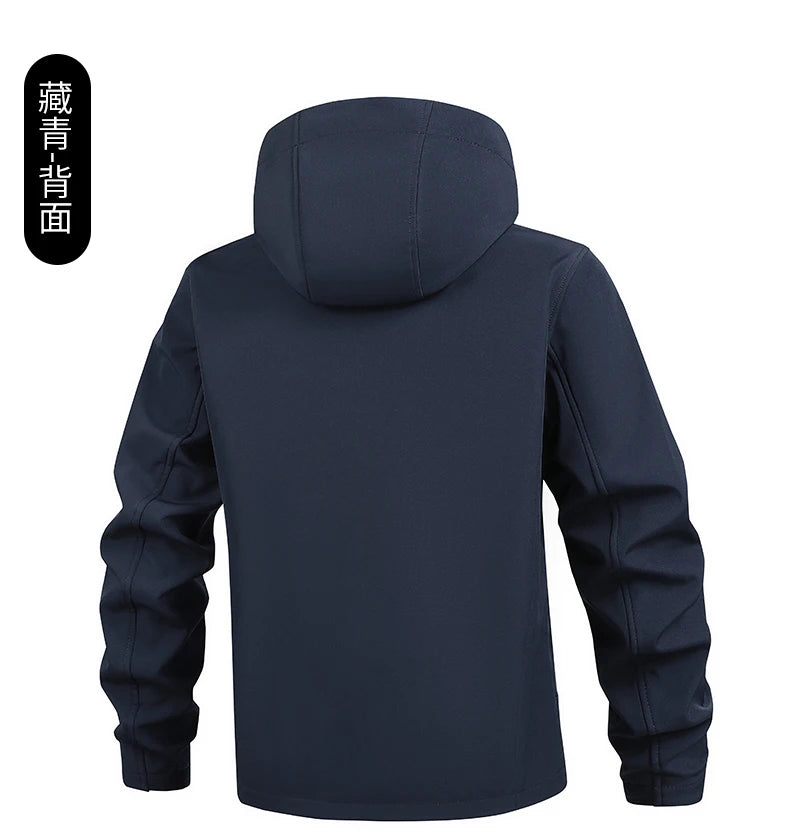 Men's Windproof and Waterproof Outdoor Sports and Leisure Jacket Plus Velvet Hooded Coats Winter Autumn New Fashionable Jackets