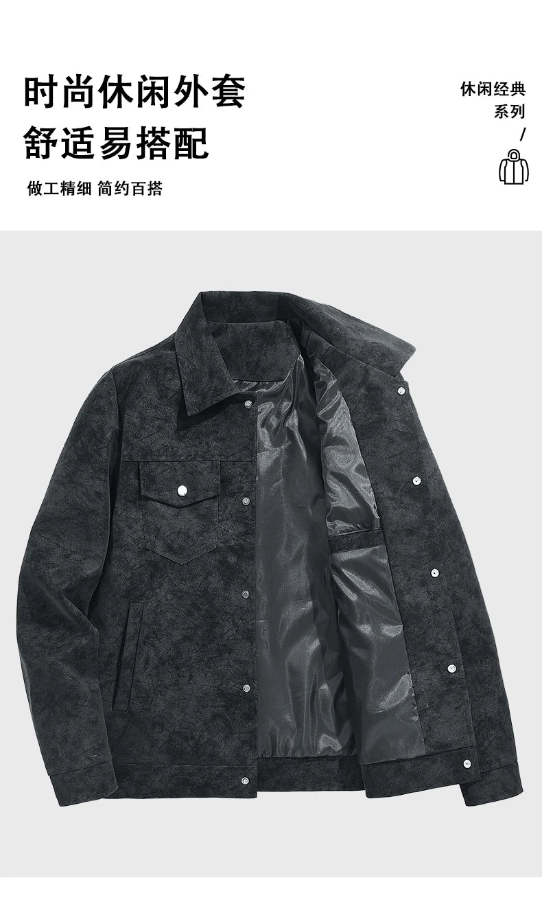 Men Turn Collar Jackets Men Spring and Autumn Button Up Jacket Men Classic Loose and Comfortable Jackets Casual Windproof Jacket