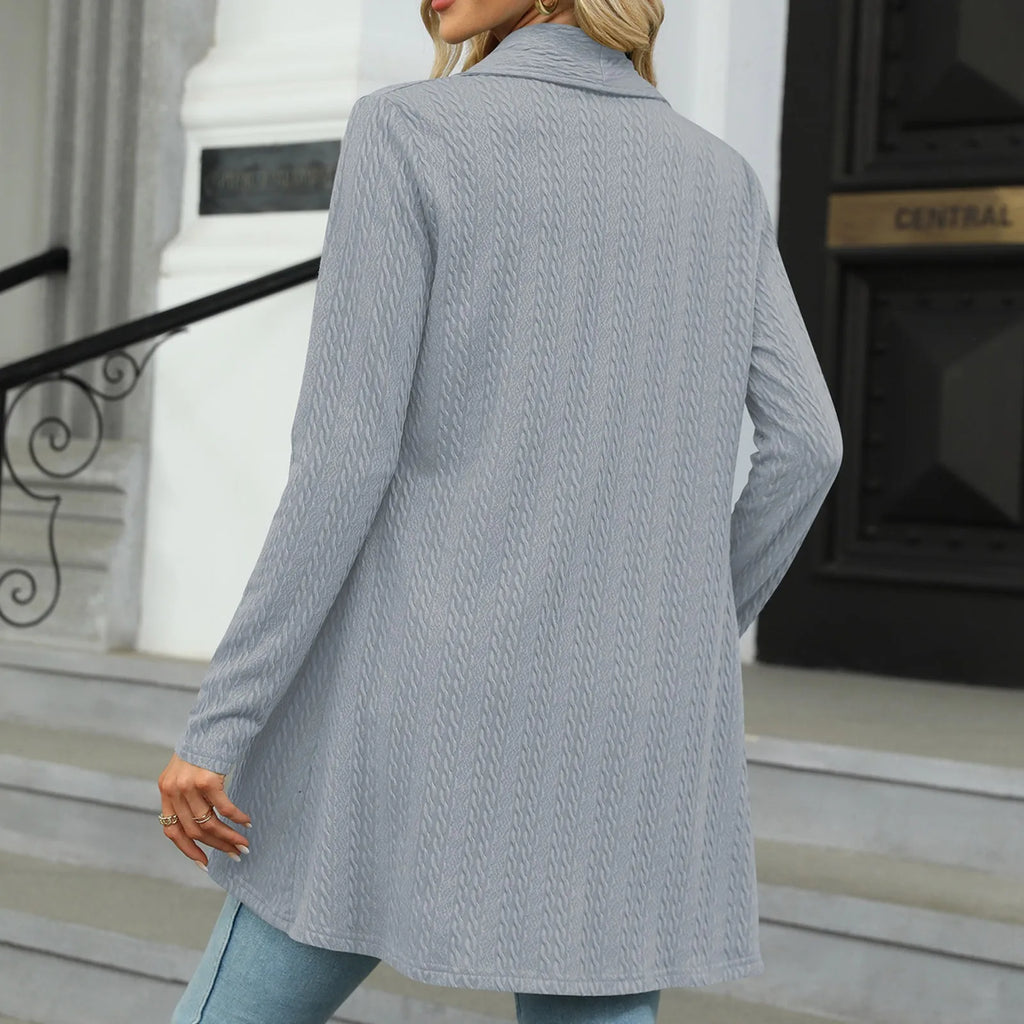 Women'S Draped Front Open Cardigan Casual Long Sleeve Lightweight Knitted Cardigans Ladies Autumn Winter Solid Sweaters