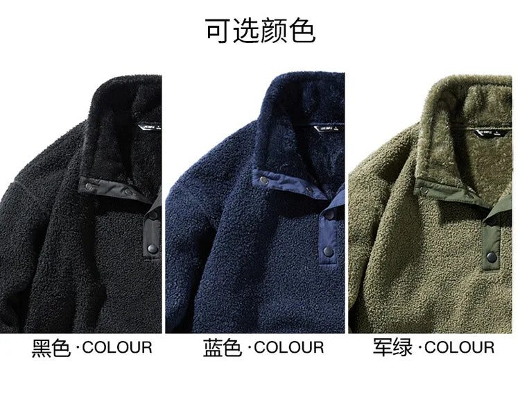 New Style Fleece Solid Color Pullover Top for Couples of Young Men in Japanese and Korean Styles in Autumn and Winter.