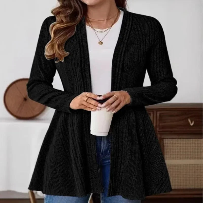 Cardigan Jacket Mid-length Knitted Sweater Autumn and Winter Long-sleeved Casual Solid Color Simple