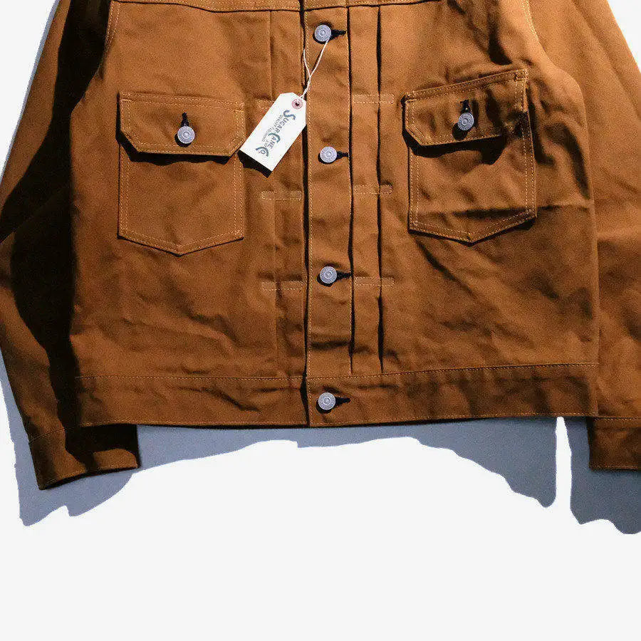 SUGAR CANE & CO 1953 Type 2 13oz Brown Red Ear Japanese Cotton Canvas Jacket