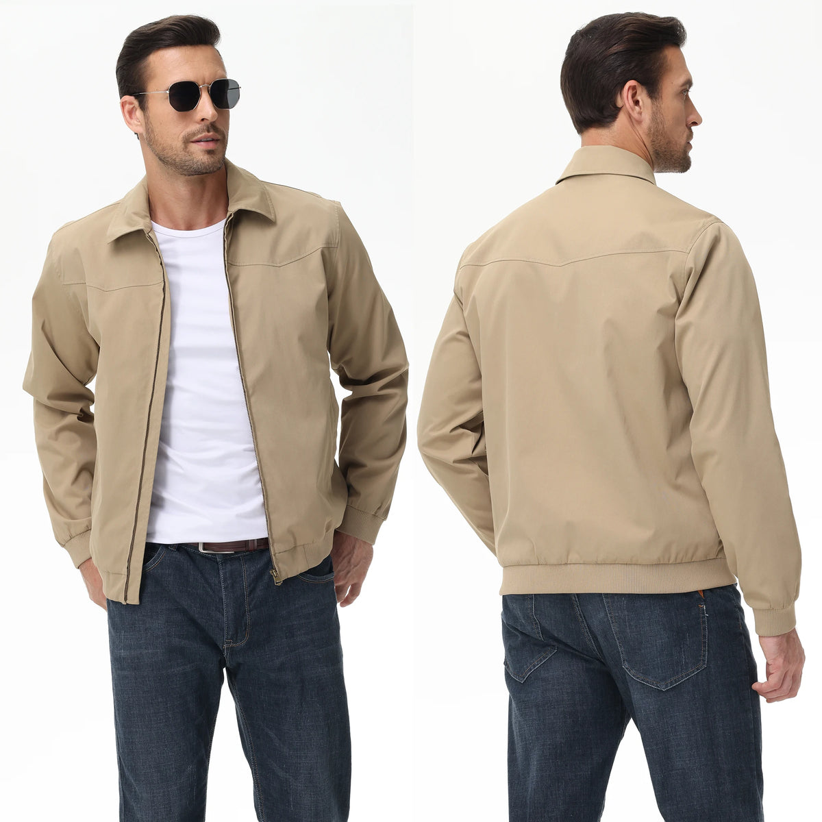 Mens Business Casual Jacket, Windbreaker Waterproof Fashion Coat, Cargo Jacket for Daily Outdoor Travel Autumn Winter