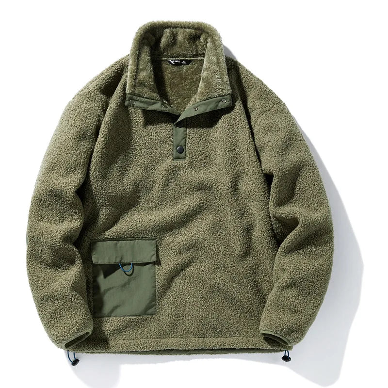 New Style Fleece Solid Color Pullover Top for Couples of Young Men in Japanese and Korean Styles in Autumn and Winter.