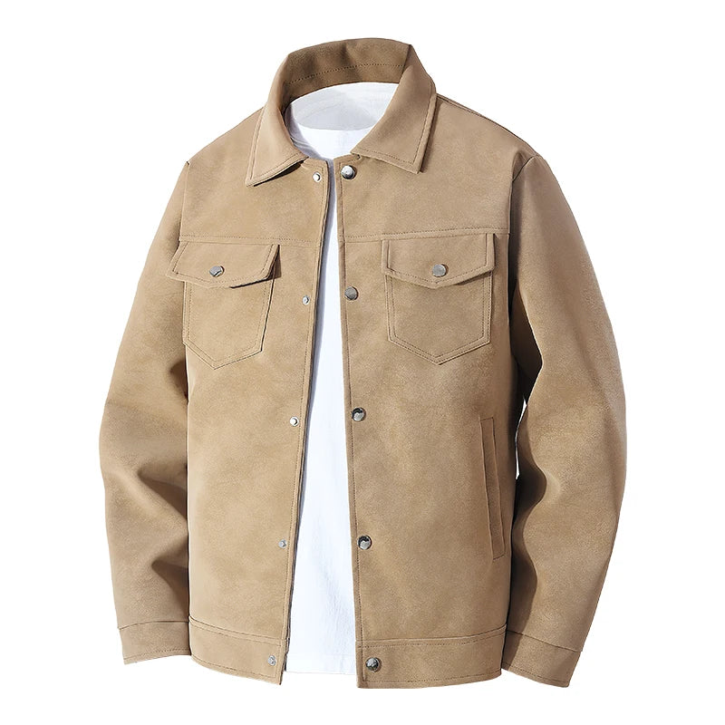 Men Turn Collar Jackets Men Spring and Autumn Button Up Jacket Men Classic Loose and Comfortable Jackets Casual Windproof Jacket