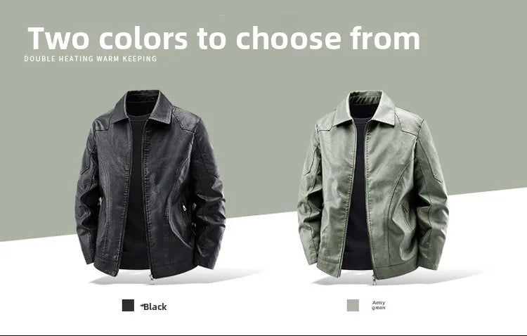 Men's Fashion Motorcycle Style Leather Jacket Autumn Winter Slim Fit Zipper Closure Casual Korean Large Size Coat Outerwear