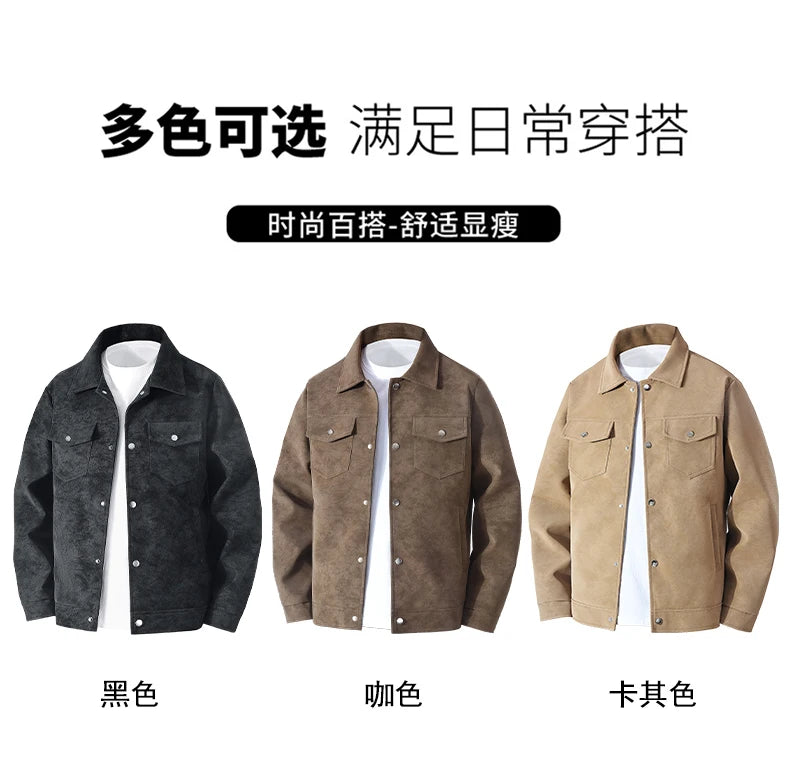 Men Turn Collar Jackets Men Spring and Autumn Button Up Jacket Men Classic Loose and Comfortable Jackets Casual Windproof Jacket