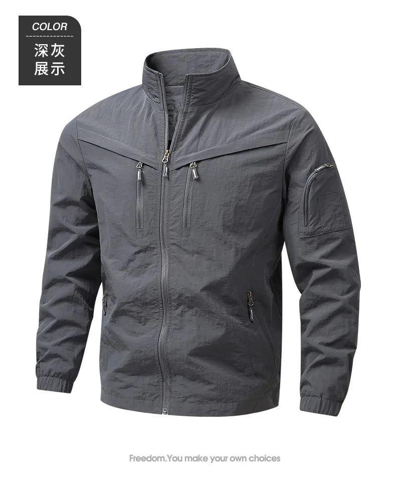 2026 New Large Size Men's Jacket Multi-Pocket Casual Outdoor Charge Jacket Jacket Windproof