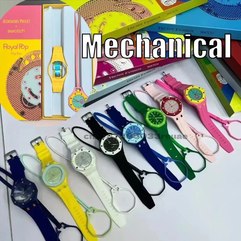 1:1 AP SWATCH Joint Watch Quartz Strap AP Swatch Logo Replica Royal Oak Pocket Watch Couple Watch Exquisite Birthday New Gift