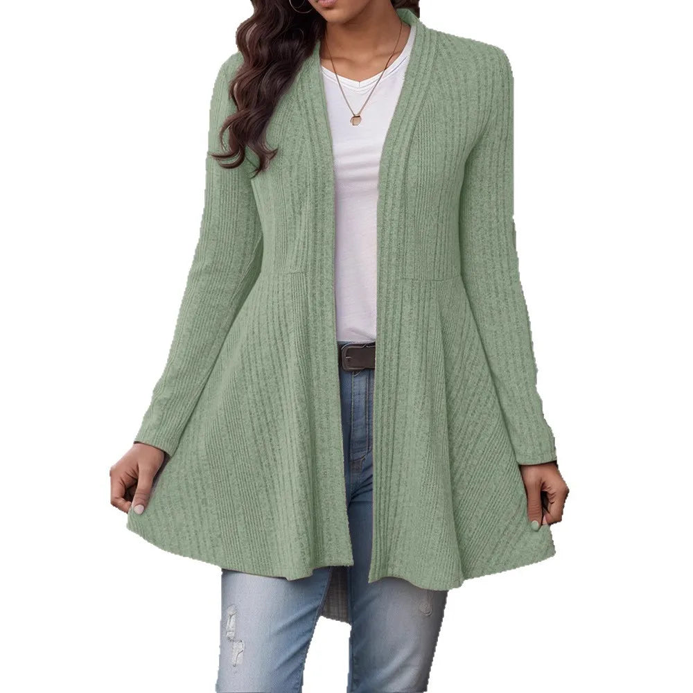 Casual Knitted Cardigan Women's Autumn Winter Linen Blend Long Sleeve Breathable Soft Feel  Color Fashion City Walk Top