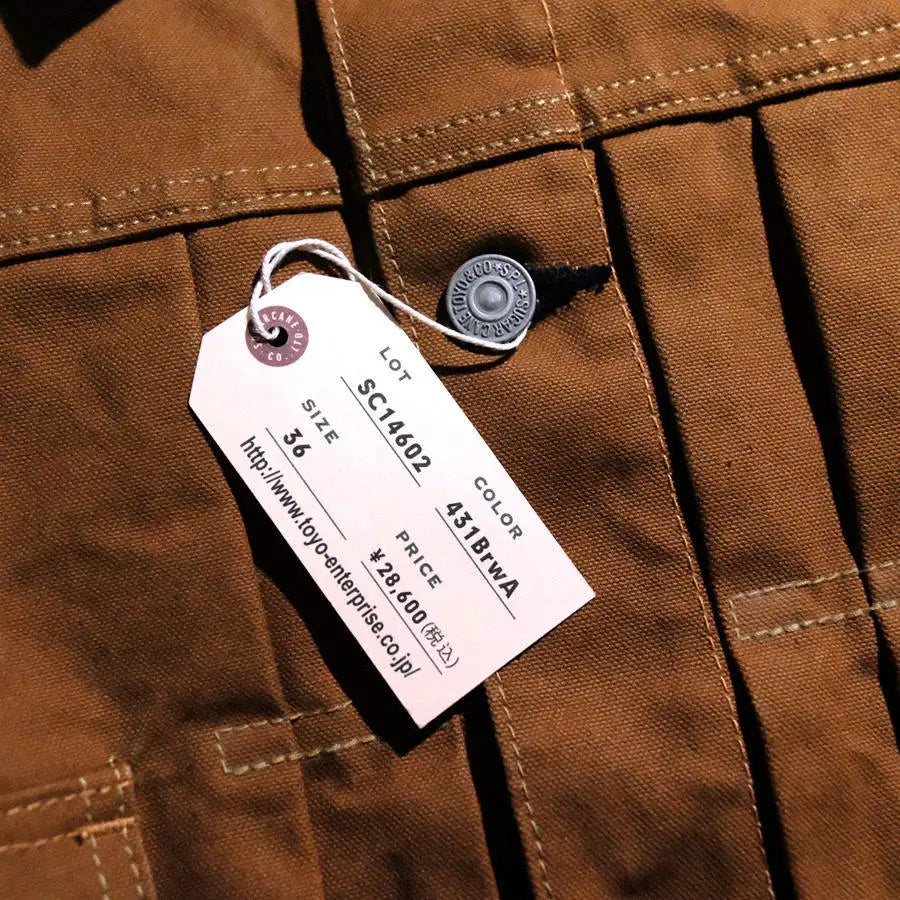 SUGAR CANE & CO 1953 Type 2 13oz Brown Red Ear Japanese Cotton Canvas Jacket