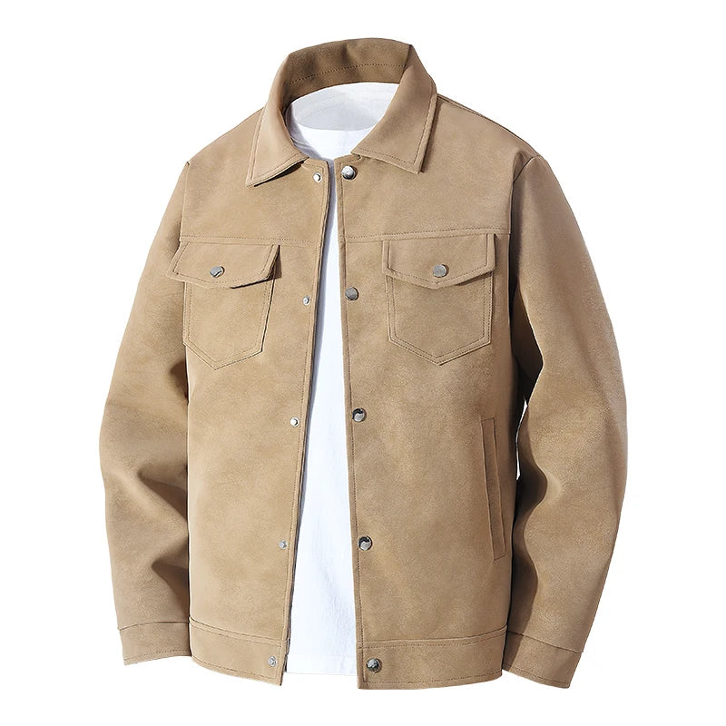Men Turn Collar Jackets Men Spring and Autumn Button Up Jacket Men Classic Loose and Comfortable Jackets Casual Windproof Jacket