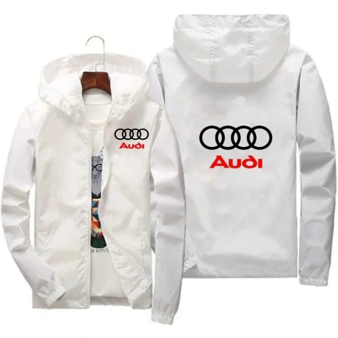 2026 Men's Fashion Windproof Waterproof Jacket with Audi Car Logo for Outdoor Sports Summer Style