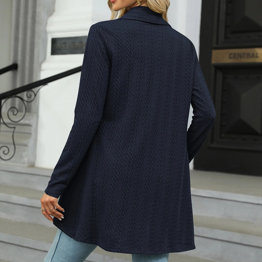 Women'S Draped Front Open Cardigan Casual Long Sleeve Lightweight Knitted Cardigans Ladies Autumn Winter Solid Sweaters