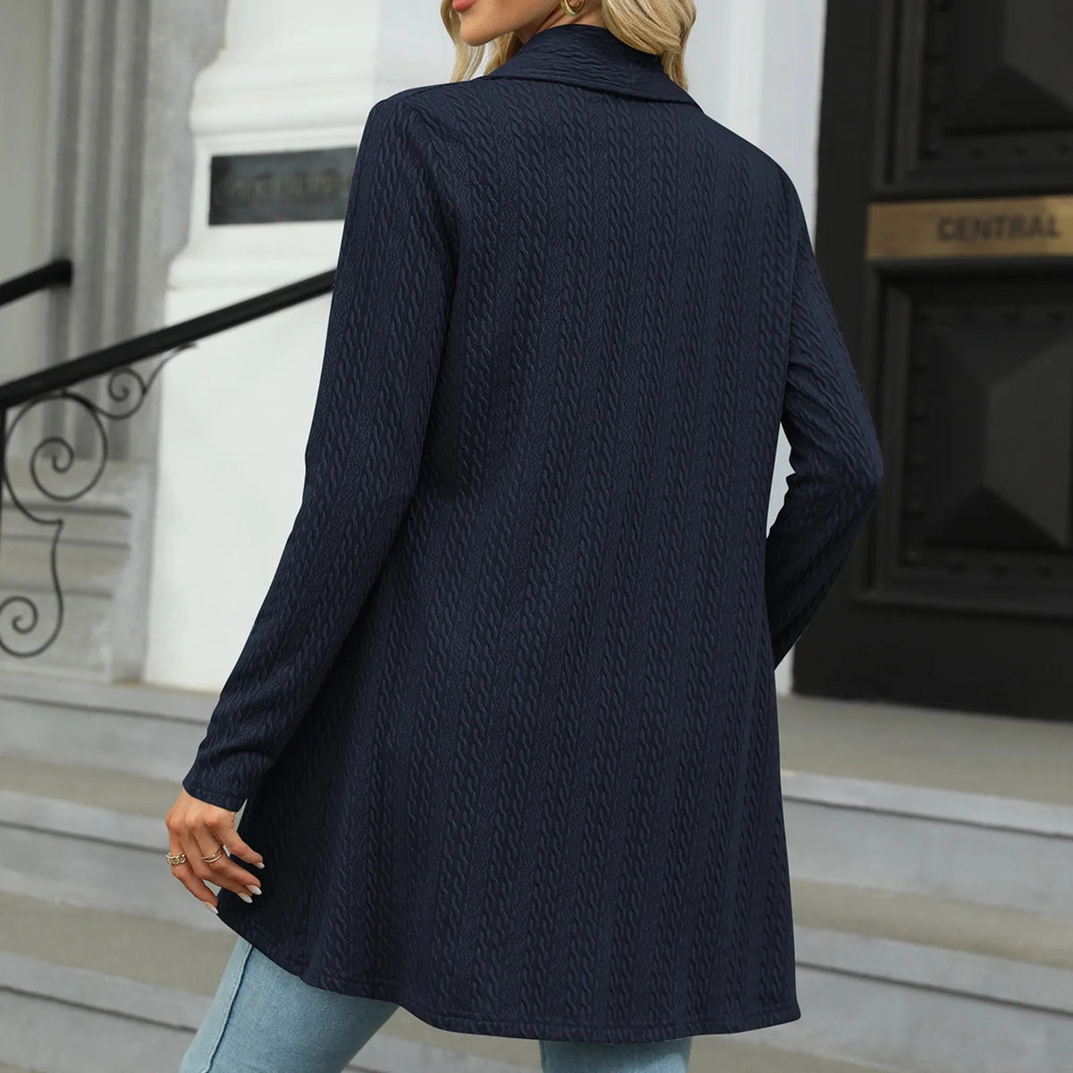 Women'S Draped Front Open Cardigan Casual Long Sleeve Lightweight Knitted Cardigans Ladies Autumn Winter Solid Sweaters