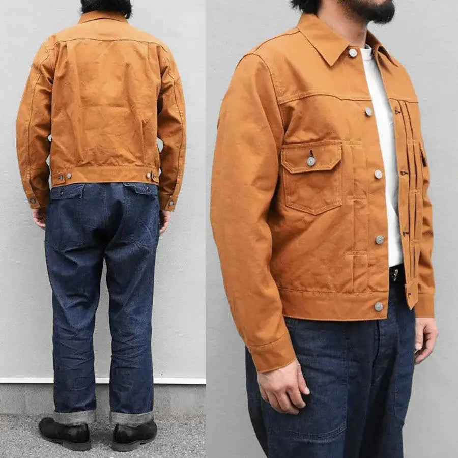 SUGAR CANE & CO 1953 Type 2 13oz Brown Red Ear Japanese Cotton Canvas Jacket