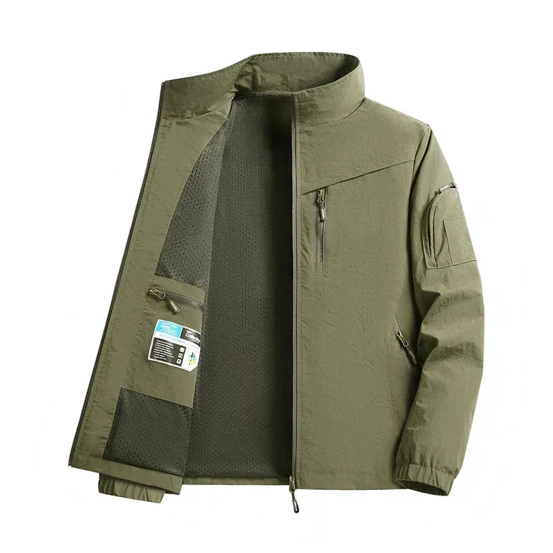 Outdoor Stand Collar Waterproof Cargo Jacket Men 8XL Windproof Tactical Military Jackets Multi-pocket Hiking Mountain Coat Male